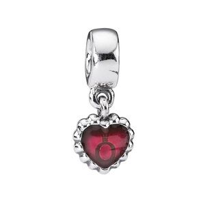 Pandora Silver & Pink Enamel Dangling Heart Charm